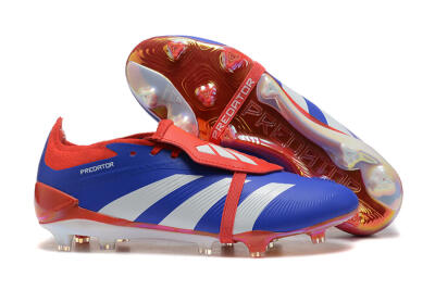Adidas Predator Elite Foldover Tongue FG Low-Tops Soccer Cleats - Blue/White/Red