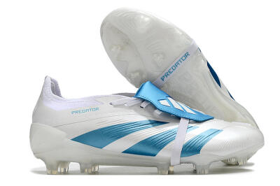 Adidas Predator Elite Foldover Tongue FG Low-Tops Soccer Cleats - White/Blue