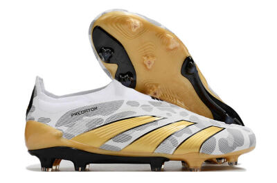 Adidas Predator Accuracy+ Laceless FG Low-Tops Soccer Cleats - White/Grey/Gold