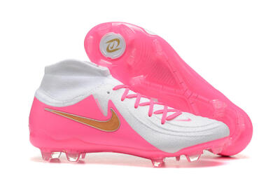 Nike Phantom Luna Elite NU FG High-Tops Soccer Cleats - White/Pink/Gold