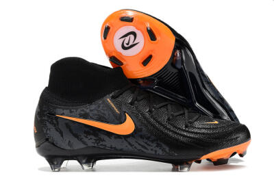 Nike Phantom Luna Elite FG High-Tops Soccer Cleats - Black/Silver/Orange