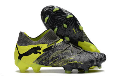 Puma Future 7 Ultimate FG Low-Tops Soccer Cleats - Grey/Yellow/Black