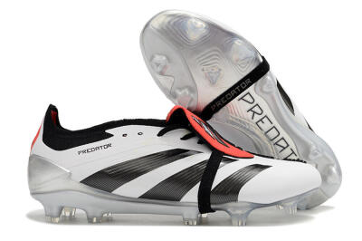 Adidas Predator Elite Foldover Tongue FG Low-Tops Soccer Cleats - White/Black/Red