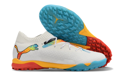 Puma Future Ultimate TF Low-Tops Soccer Shoes - White/Blue/Yellow/Red