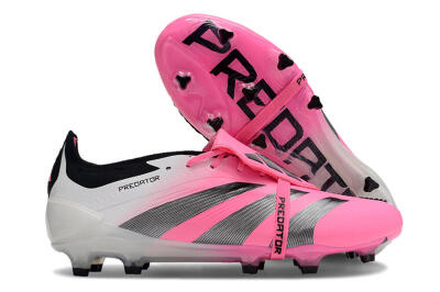 Adidas Predator Elite Foldover Tongue FG Low-Tops Soccer Cleats - Pink/Grey/White