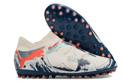 Puma Future Ultimate MG Low-Tops Soccer Cleats - Beige/Blue/Red