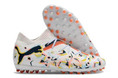 Puma Future Ultimate MG Low-Tops Soccer Cleats - White/Pink/Yellow/Black