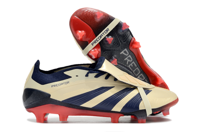 Adidas Predator Elite Foldover Tongue FG Low-Tops Soccer Cleats - Beige/Blue/Black