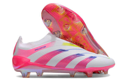 Adidas Predator Accuracy+ Laceless FG Low-Tops Soccer Cleats - White/Pink/Blue/Yellow