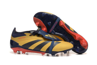 Adidas Predator Elite Foldover Tongue FG Low-Tops Soccer Cleats - Gold/Blue/Red