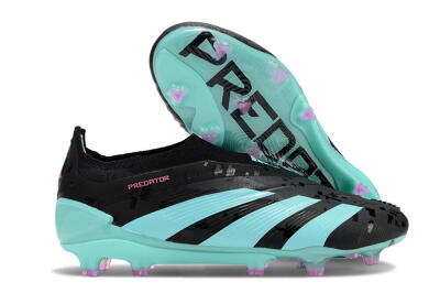 Adidas Predator+ Elite Laceless FG Low-Tops Soccer Cleats - Black/Jade/Pink