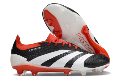 Adidas Predator Elite FG Low-Tops Soccer Cleats - Black/White/Red