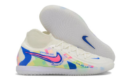 Nike Phantom Luna Elite NU IC High-Tops Soccer Shoes - Beige/Blue/Yellow/Pink