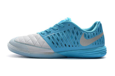 Nike Lunar Gato 2 IC Low-Tops Soccer Shoes - White/Blue/Silver
