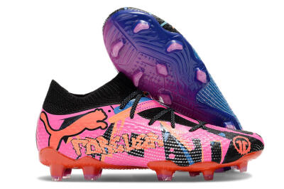 Puma Future Ultimate FG Low-Tops Soccer Cleats - Black/Blue/Pink