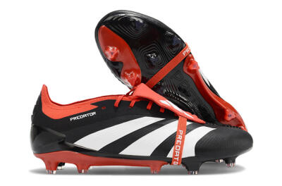 Adidas Predator Elite Foldover Tongue FG Low-Tops Soccer Cleats - Black/White/Red
