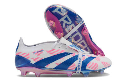 Adidas Predator Elite Foldover Tongue FG Low-Tops Soccer Cleats - White/Pink/Blue