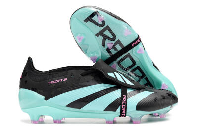 Adidas Predator Elite Foldover Tongue FG Low-Tops Soccer Cleats - Black/Jade/Purple