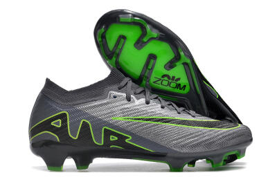 Nike Air Zoom Mercurial Vapor 15 Elite FG Low-Tops Soccer Cleats - Silver/Grey/Green