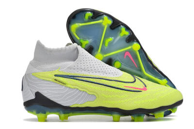 Nike Phantom GX Elite FG High-Tops Soccer Cleats - Grey/Green/Pink