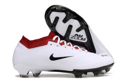 Nike Air Zoom Mercurial Vapor 15 Elite FG Low-Tops Soccer Cleats - White/Black/Red