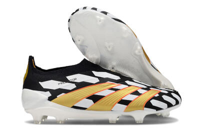 Adidas Predator 24 Elite Laceless FG Low-Tops Soccer Cleats - Black/White/Gold