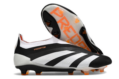 Adidas Predator 24 Elite Laceless FG Low-Tops Soccer Cleats - Black/White/Orange