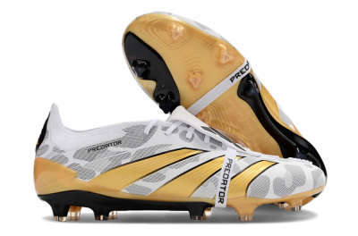 Adidas Predator Elite Foldover Tongue FG Low-Tops Soccer Cleats - White/Black/Gold