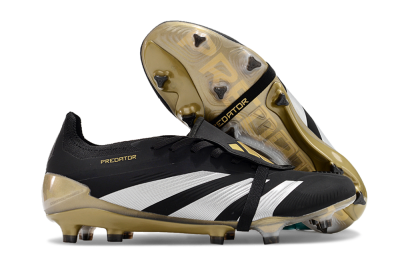 Adidas Predator Elite Foldover Tongue FG Low-Tops Soccer Cleats - Black/White/Gold
