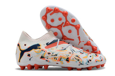 Puma Future Ultimate MG Low-Tops Soccer Cleats - White/Blue/Yellow