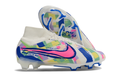 Nike Air Zoom Mercurial Superfly 9 Elite FG High-Tops Soccer Cleats - White/Rainbow