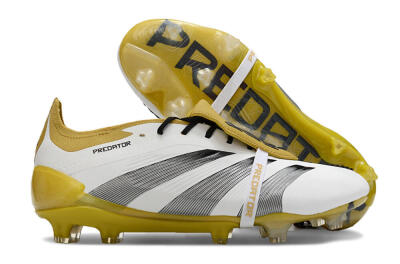 Adidas Predator Elite Foldover Tongue FG Low-Tops Soccer Cleats - White/Black/Yellow