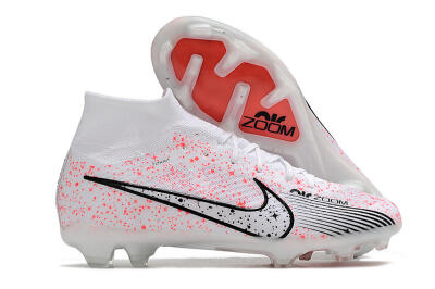 Nike Air Zoom Mercurial Superfly 9 Elite FG High-Tops Soccer Cleats - White/Pink/Black