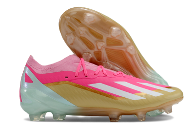 Adidas X 23 Crazyfast.1 FG Low-Tops Soccer Cleats - Pink/White/Gold/Jade