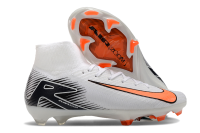 Nike Air Zoom Mercurial Superfly 10 Elite FG High-Tops Soccer Cleats - White/Orange/Black