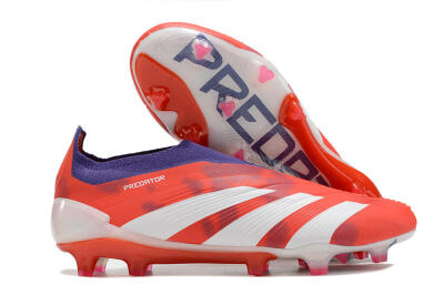 Adidas Predator+ 24 Elite Laceless FG Low-Tops Soccer Cleats - Red/White/Purple
