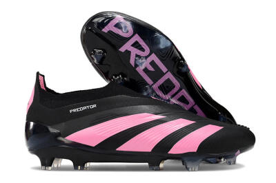 Adidas Predator+ 24 Elite Laceless FG Low-Tops Soccer Cleats - Black/Pink