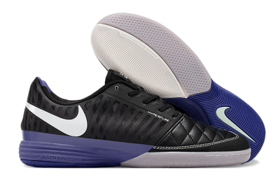 Nike Lunar Gato 2 IC Low-Tops Soccer Shoes - Black/White/Purple