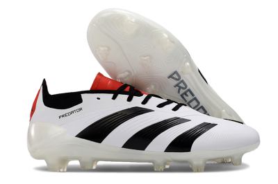 Adidas Predator 24 Elite FG Low-Tops Soccer Cleats - White/Black/Red