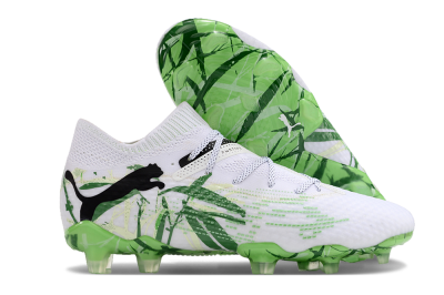 Puma Future 7 Ultimate FG Low-Tops Soccer Cleats - White/Black/Green