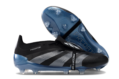 Adidas Predator Elite Tongue FG Low-Tops Soccer Cleats - Black/Silver/Blue