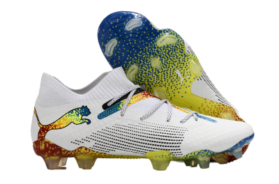 Puma Future Ultimate FG Low-Tops Soccer Cleats - White/Blue/Red