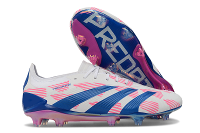 Adidas Predator Accuracy Elite FG Low-Tops Soccer Cleats - White/Pink/Blue