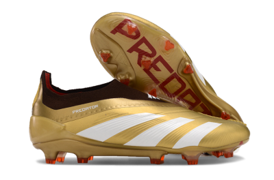 Adidas Predator 24 Elite Laceless FG Low-Tops Soccer Cleats - Gold/White/Brown