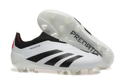 Adidas Predator 24 Elite Laceless FG Low-Tops Soccer Cleats - White/Black/Red