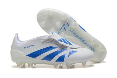 Adidas Predator Elite Foldover Tongue FG Low-Tops Soccer Cleats - White/Blue