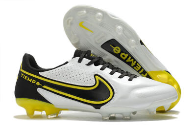 Nike Tiempo Legend 9 Elite FG Low-Tops Soccer Cleats - White/Yellow/Black