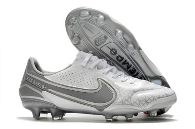 Nike Tiempo Legend 9 Elite FG Low-Tops Soccer Cleats - White/Grey/Silver