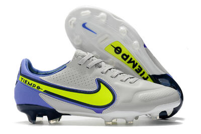 Nike Tiempo Legend 9 Elite FG Low-Tops Soccer Cleats - White/Yellow/Blue