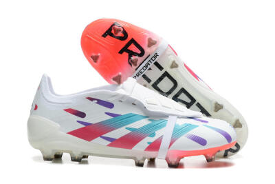 Adidas Predator Elite Foldover Tongue FG Low-Tops Soccer Cleats - White/Blue/Purple/Red